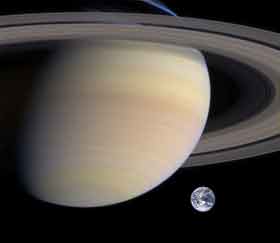 Сравнительные размеры Сатурна и Земли