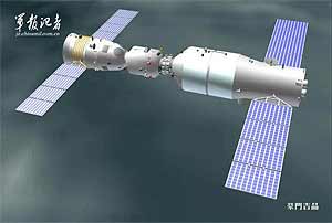 Схема выполнения первой исторической стыковки китайских КК Шэнчжоу-8 и модуля космической станции Тянгун-1